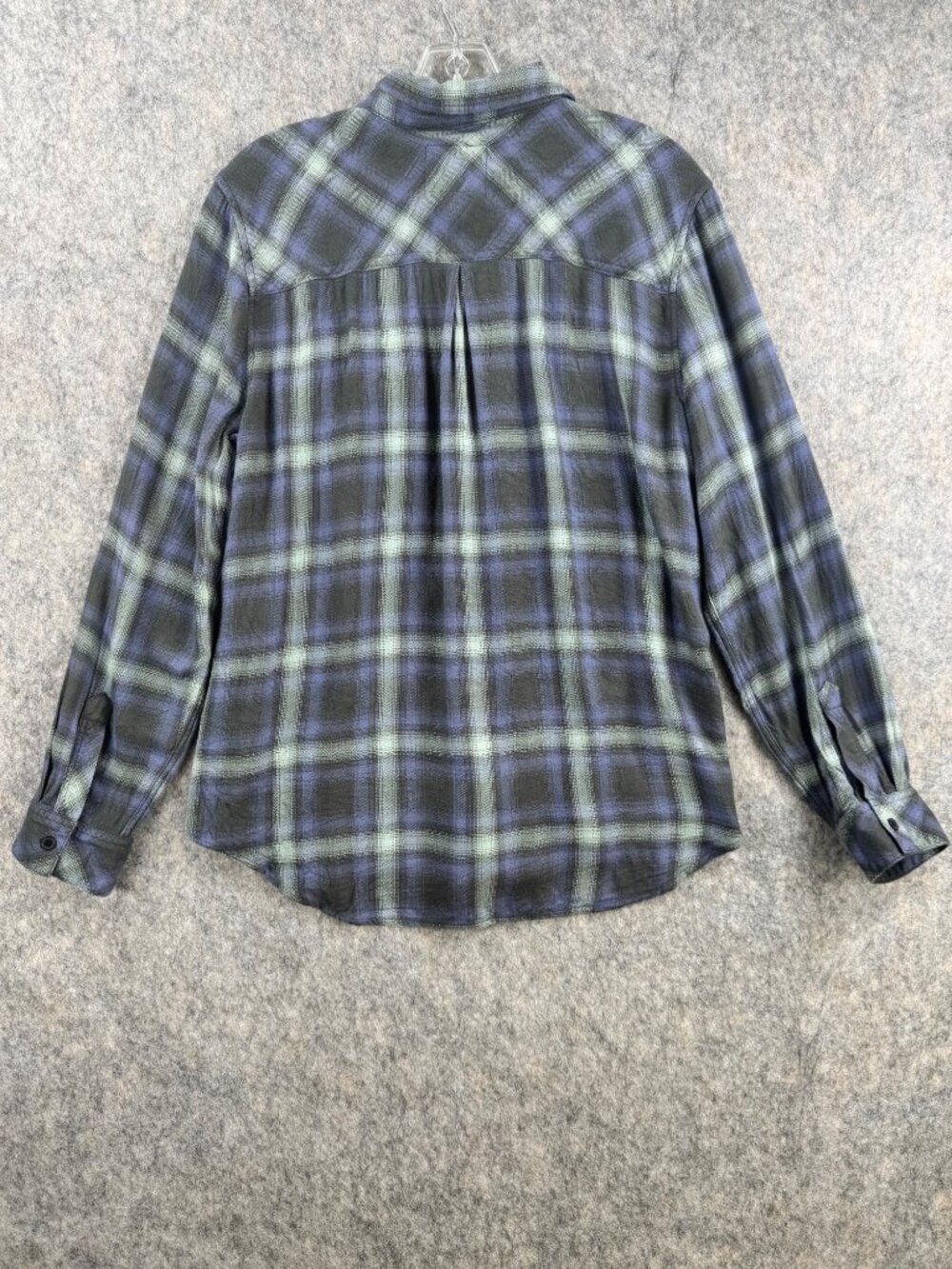Rails Hunter Plaid Button Up Shirt Sz L Blue Green Rayon Drapey Lightweight - Picture 2 of 9